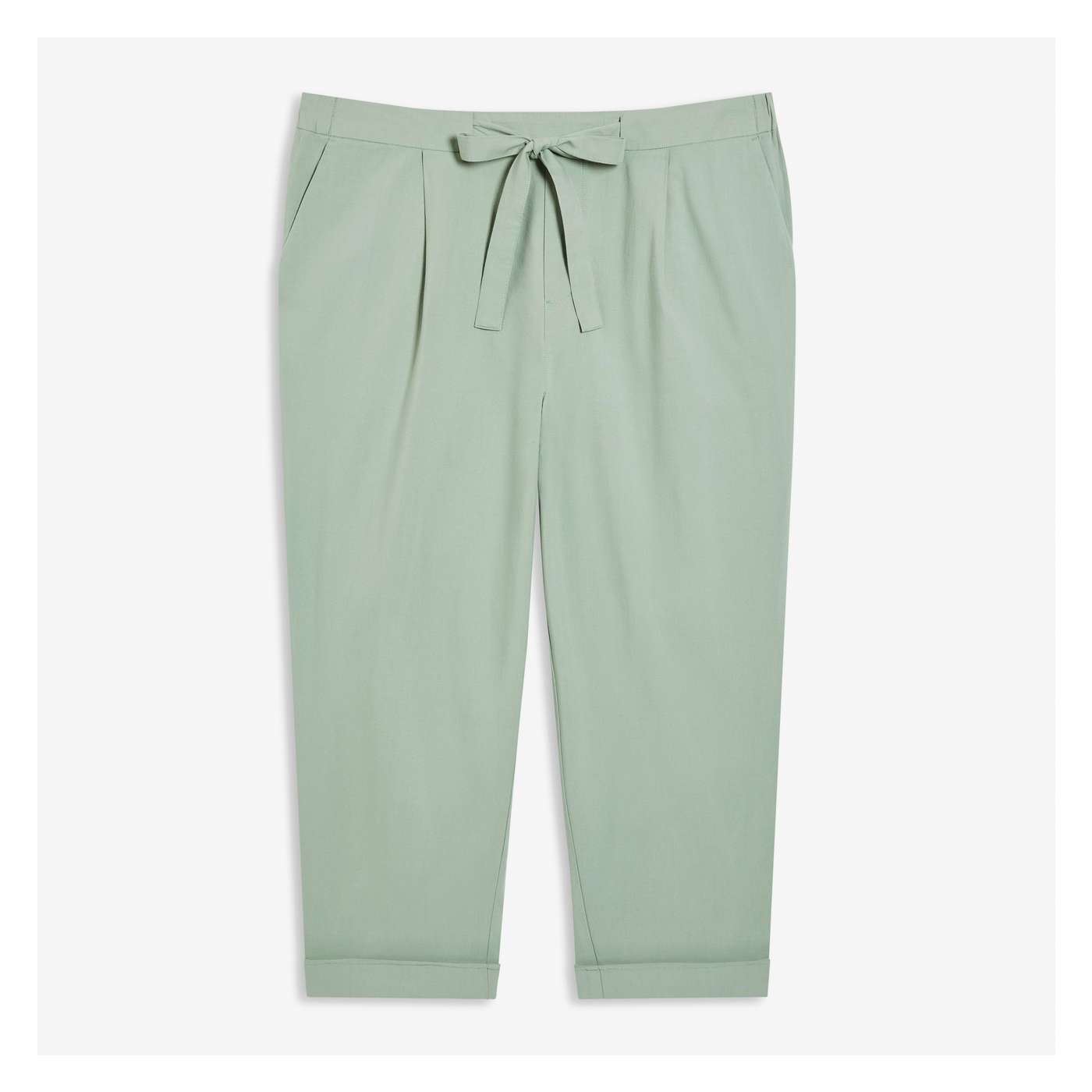 Women+ Waist Tie Pant in Light Green from Joe Fresh